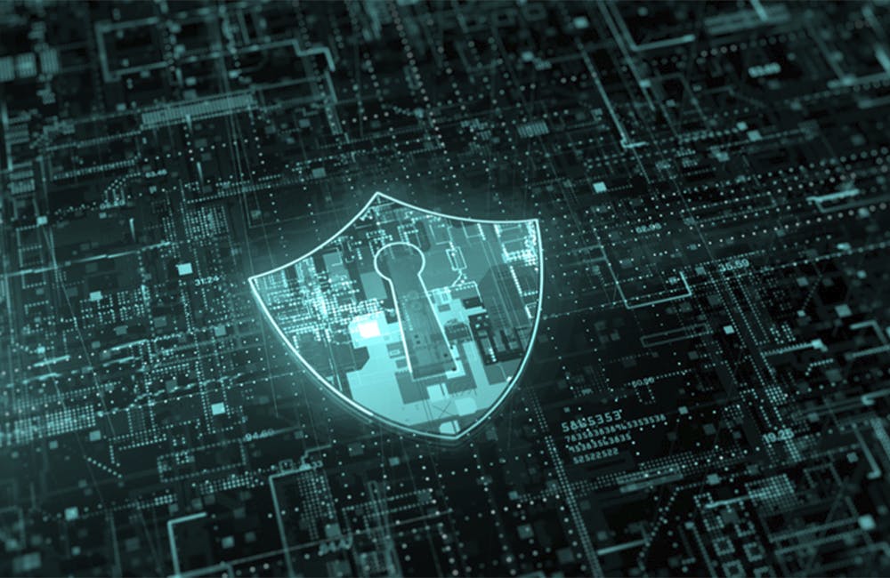 abstract cybersecurity lock graphic