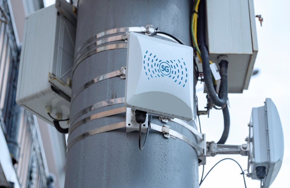 image of 5G cellular repeaters on the pole