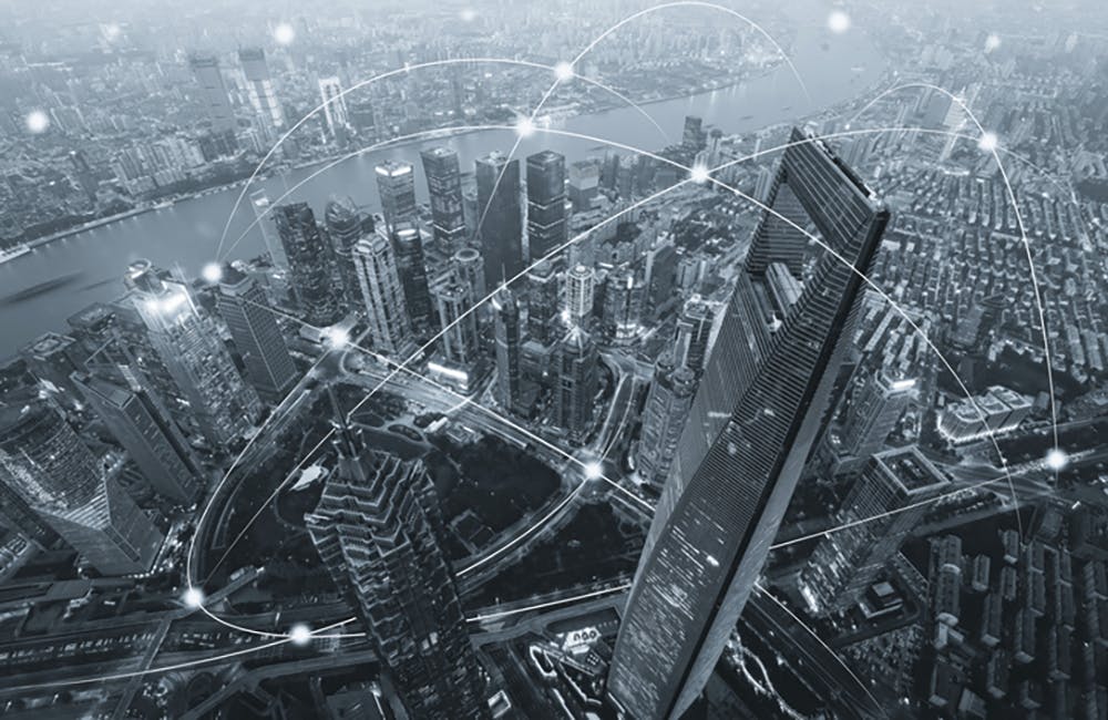 Computer network connection modern city future internet technology