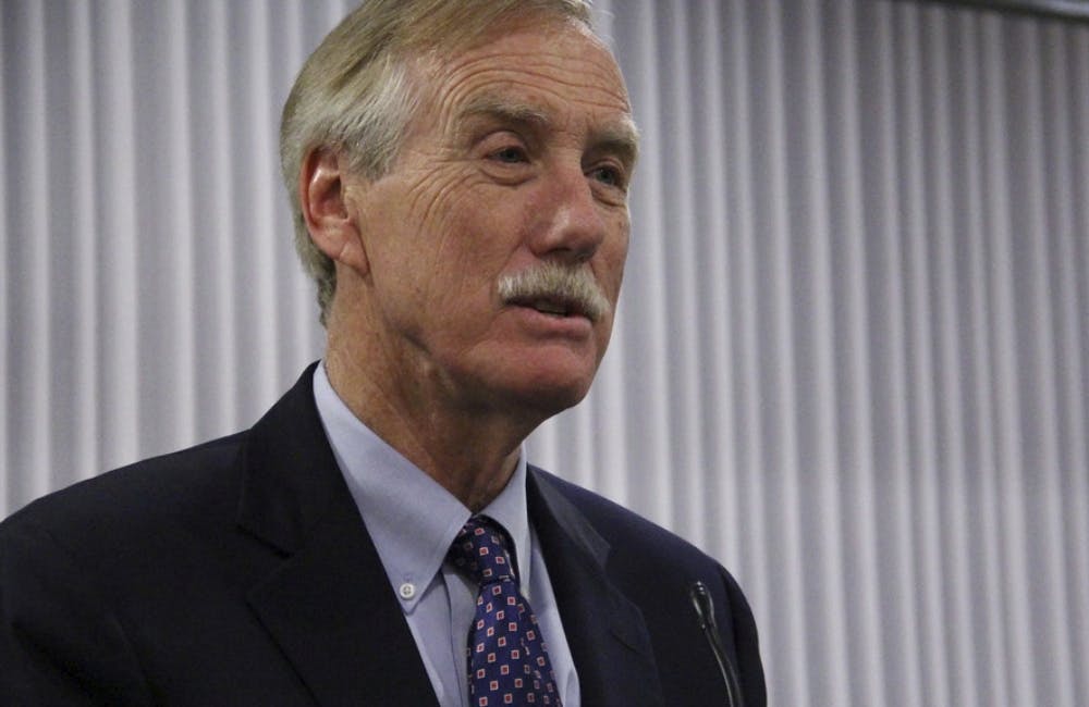 Sen. Angus King speaks at National Library Legislative Day in Washington in May 2014.