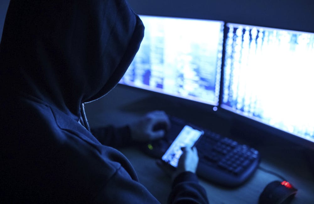 Hacker attacking internet