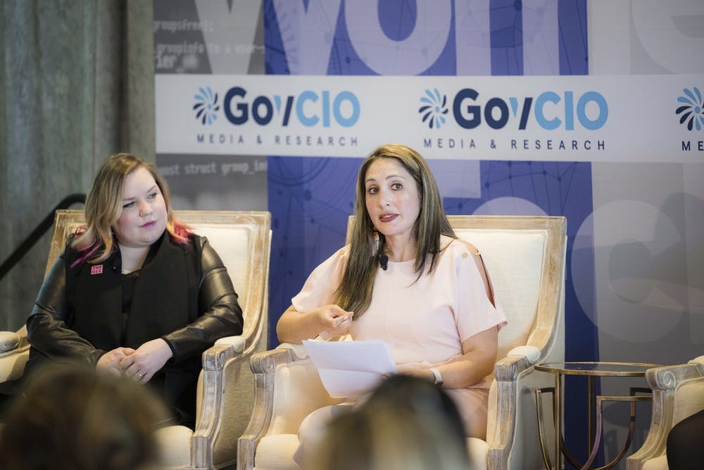 Jessica Berrellez, Executive Officer for the Office of Digital Transformation at FDA, speaks during GovCIO Media & Research's 2023 Women Teach Leaders event.