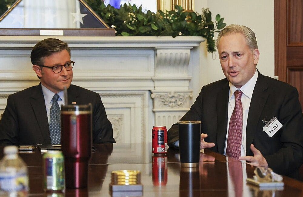 From Johnson's X: Great to sit down with some of my colleagues and @DavidSacks, Trump’s AI & Crypto Czar. We discussed how Congress and the Administration can work together to jumpstart the AI and crypto industries. With certainty, not overregulation, we can ensure America leads both industries.