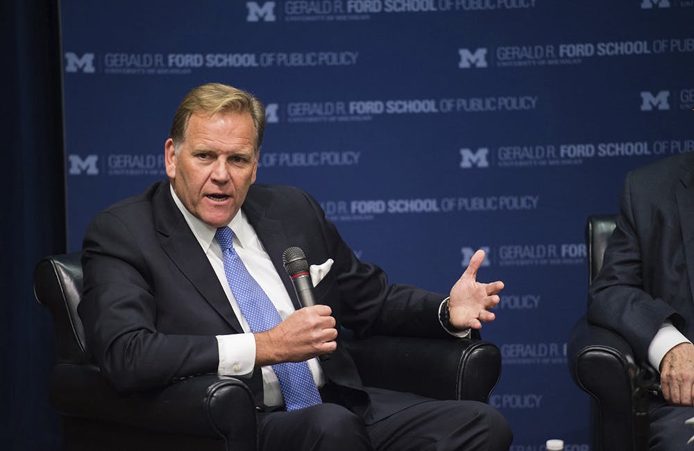 Rep. Mike Rogers speaks at a policy event at the Ford School in November 2015.
