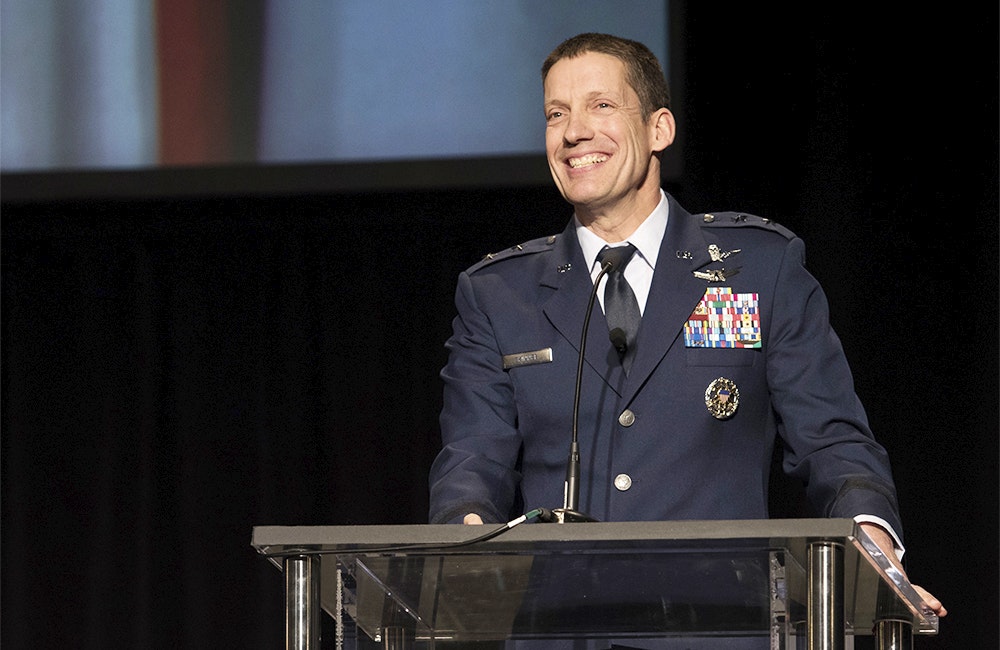 Air Force speaker at podium