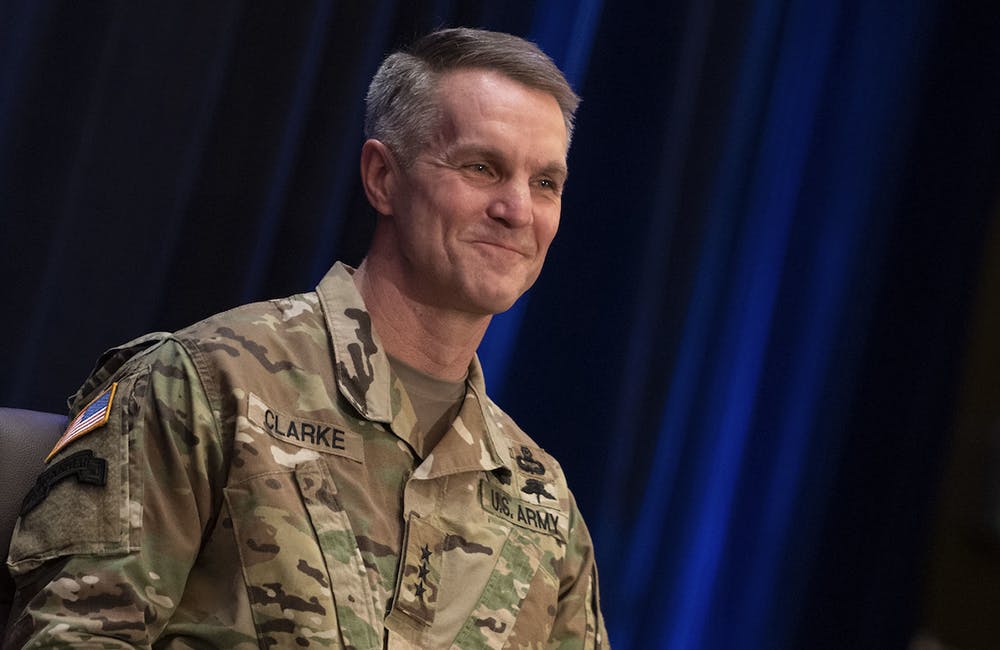 U.S. Army Lt. Gen. Richard D. Clarke is seen at his promotion ceremony, Tampa, Florida, March 29, 2019.