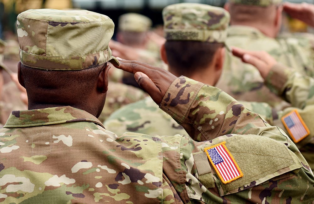 image of US soldier salute. US army. US troops. Military of USA.