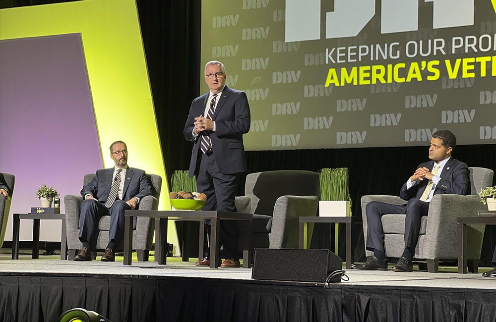 image of The Department of Veterans Affairs' Undersecretary for Memorial Affairs discusses NCA's progress at DAV's 2022 National Convention in Orlando, Florida.