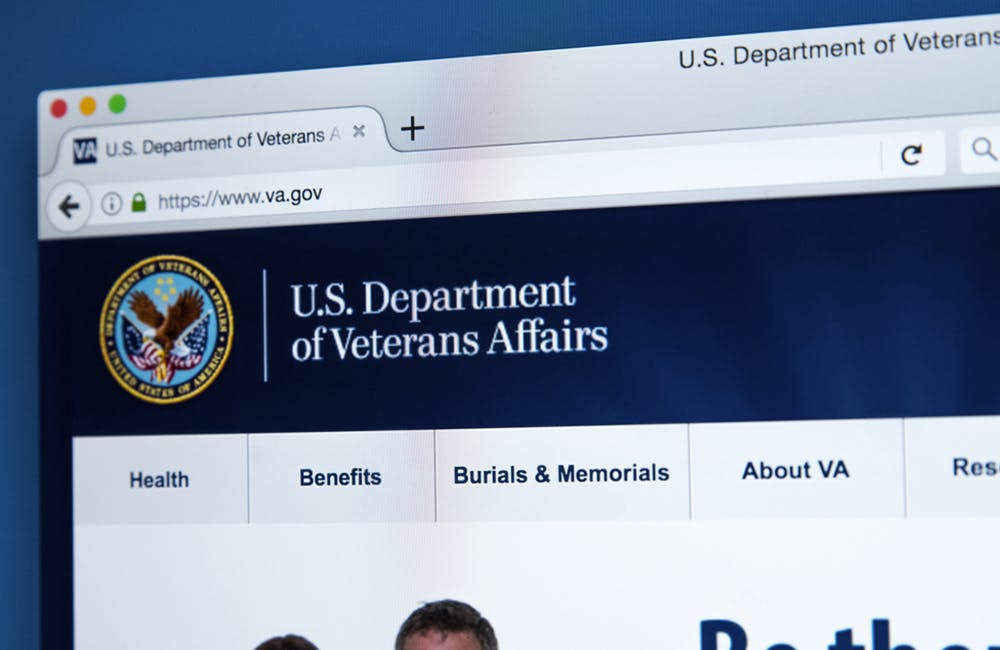 image of The homepage of the official website for the United States Department of Veterans Affairs