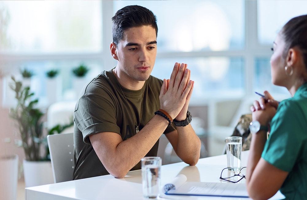 image of young veteran at doctors office