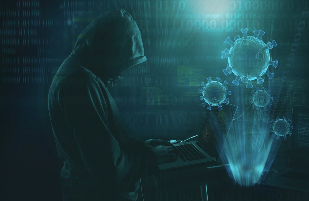hacker phishing scam during coronavirus pandemic cyber security concept