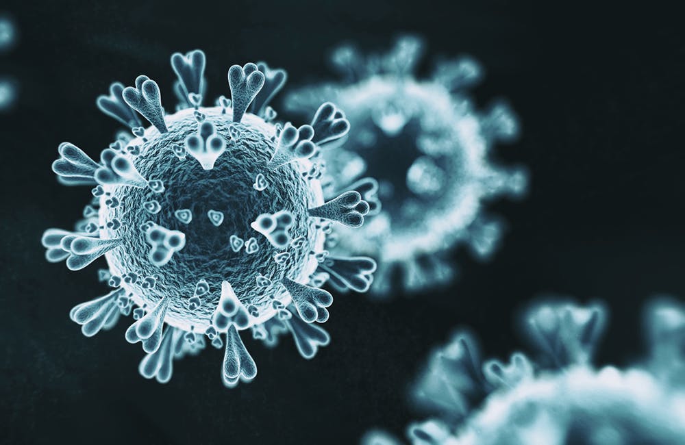 Abs 2019-nCoV RNA virus - 3d rendered image on black background. Viral Infection concept. MERS-CoV, SARS-CoV, ТОРС, 2019-nCoV, Wuhan Coronavirus. Hologram SEM view.