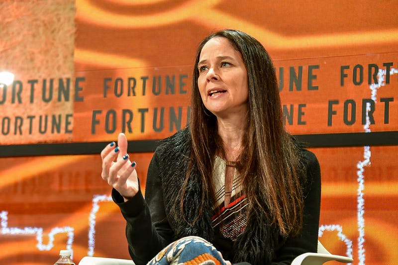 Jen Easterly, then with Morgan Stanley, speaks at a July 2018 event hosted by Fortune.