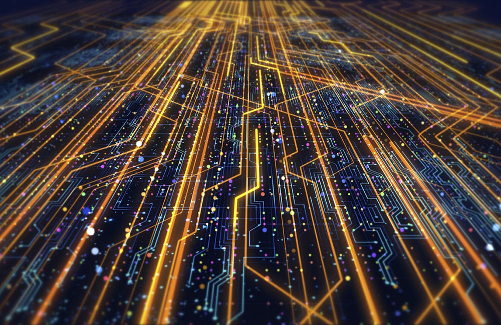 Futuristic Circuit Board Render With Bokeh Effects - Technology Related Concept