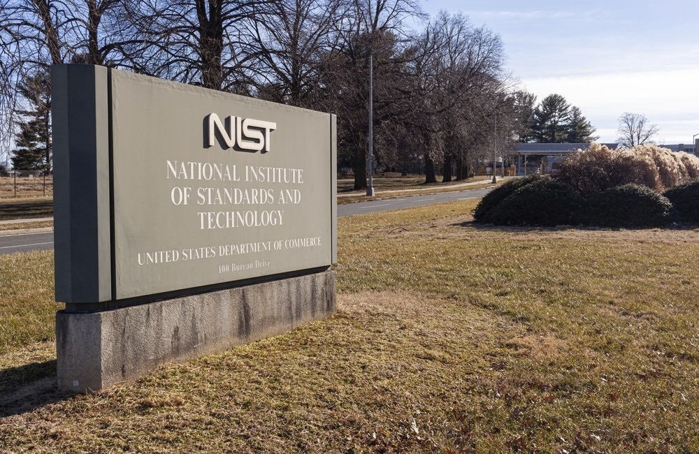Entrance of the Gaithersburg Campus of National Institute of Standards and Technology (NIST), a Physical sciences lab complex under U.S. Department of Commerce, January 30, 2021.