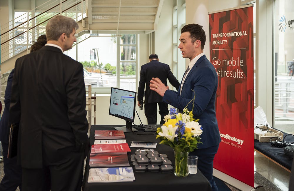 Microstrategy booth at Tech Futures in Government Event