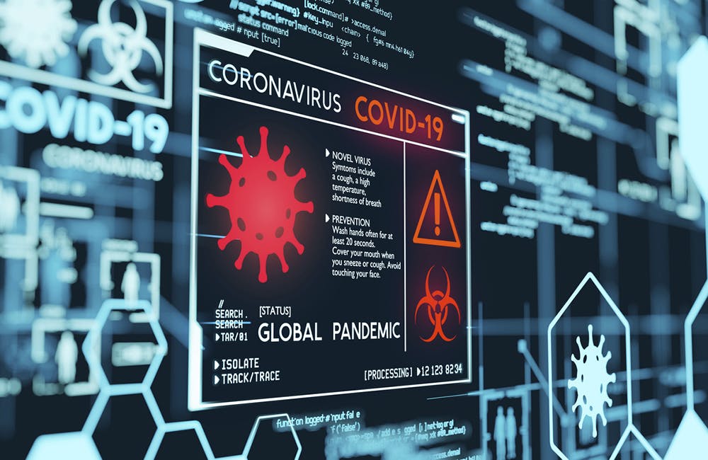 Coronavirus Covid-19 Global Pandemic Data Visualization. 3D illustration