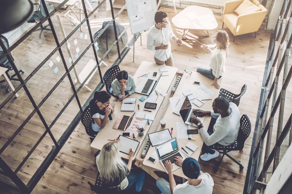 People working together in a common office area