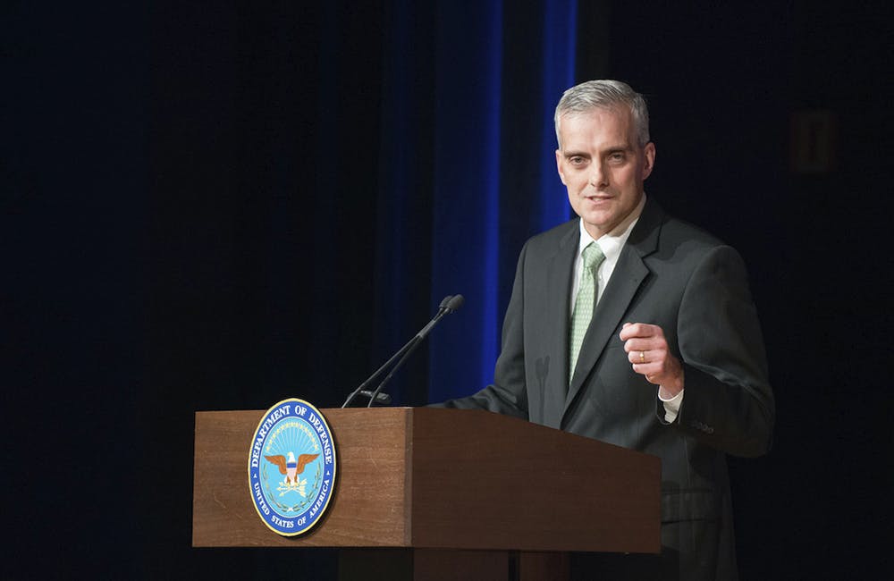 White House Chief of Staff Denis McDonough delivers remarks at a farewell ceremony for outgoing Deputy Defense Secretary Ash Carter at the Pentagon, Dec. 2, 2013. Photo by Mass Communication Specialist 1st Class Daniel Hinton.