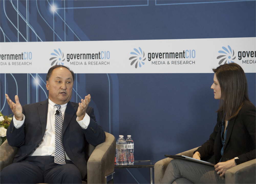 Meredith Clinton, innovation storyteller and engagement manager for Blue Prism, outlines Blue Prism's work with government agencies on robotic process automation.. (Rod Lamkey Jr./GovernmentCIO Media & Research)