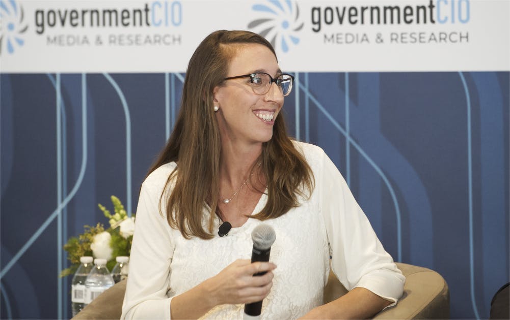 GSA Centers of Excellence Acquisition Lead Michelle McNellis shares her perspective on AI acquisition during the How to Buy AI panel discussion.. (Rod Lamkey Jr./GovernmentCIO Media & Research)