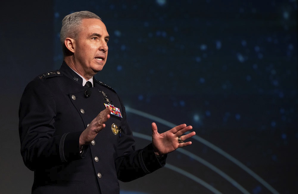 Gen. Stephen Whiting, U.S. Space Command commander, speaks at Space Symposium 39 in Colorado Springs in April.