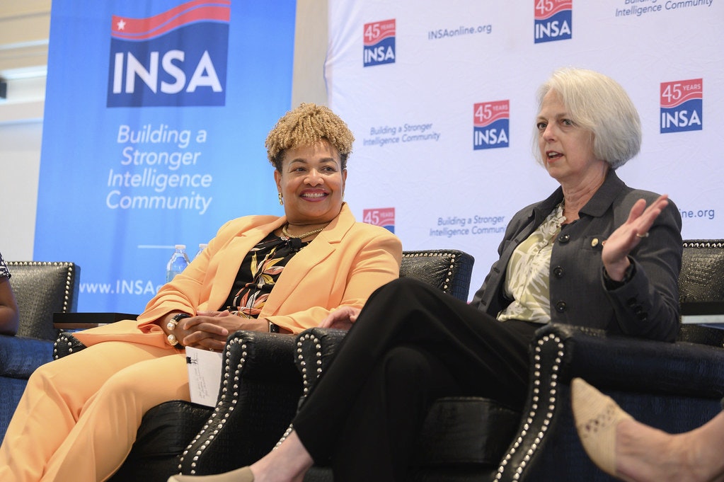 Janice Glover Jones (left) and Karen Gibson (right) spoke on the importance of a diverse workforce within the intelligence community.