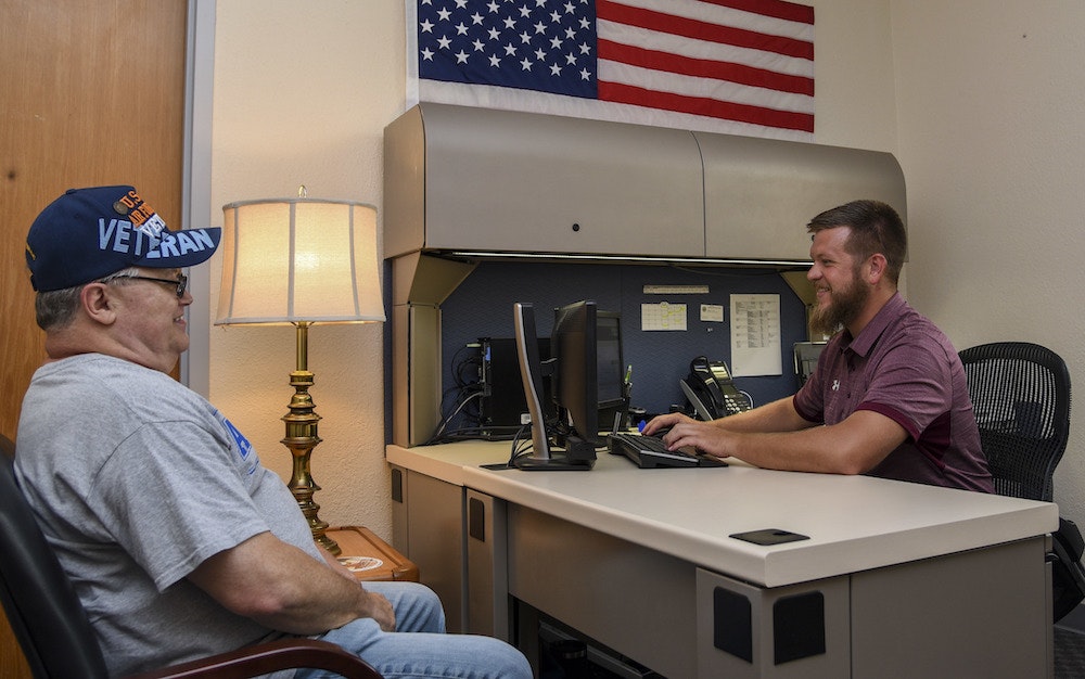 A veteran seeking health services in a clinic