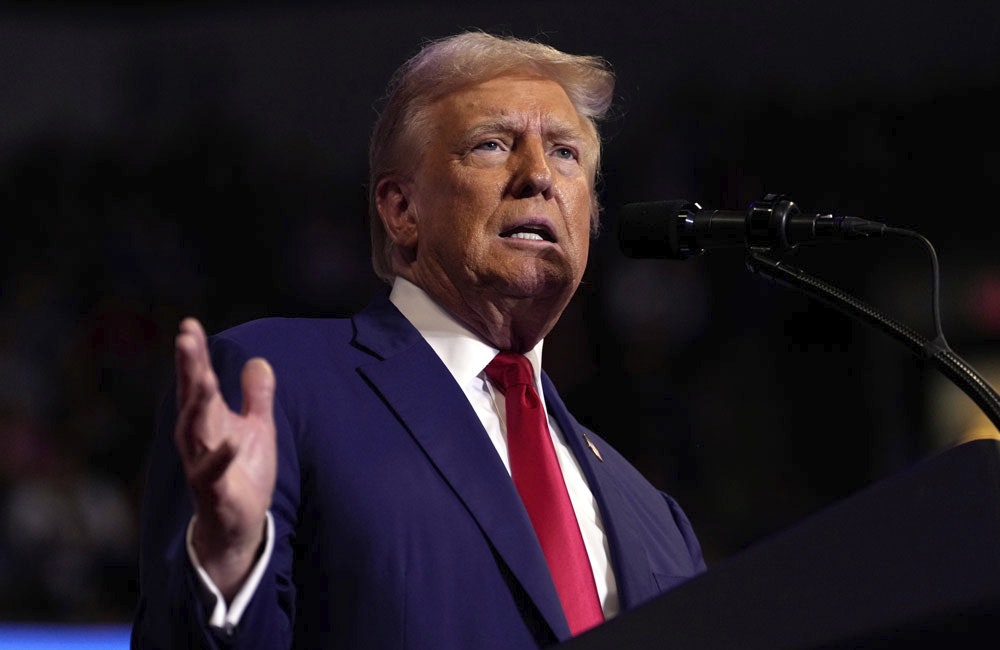 Donald Trump speaks at a campaign rally at Mohegan Sun Arena in Wilkes-Barre, Pennsylvania on Aug. 14.