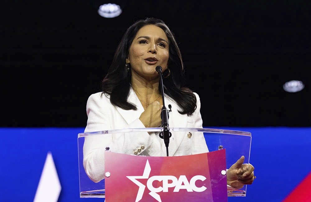 Tulsi Gabbard speaks at the 2023 Conservative Political Action Conference in Maryland in March, 2023.