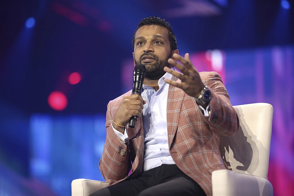 Kash Patel speaking with attendees at the 2022 AmericaFest at the Phoenix Convention Center in Phoenix, Arizona.