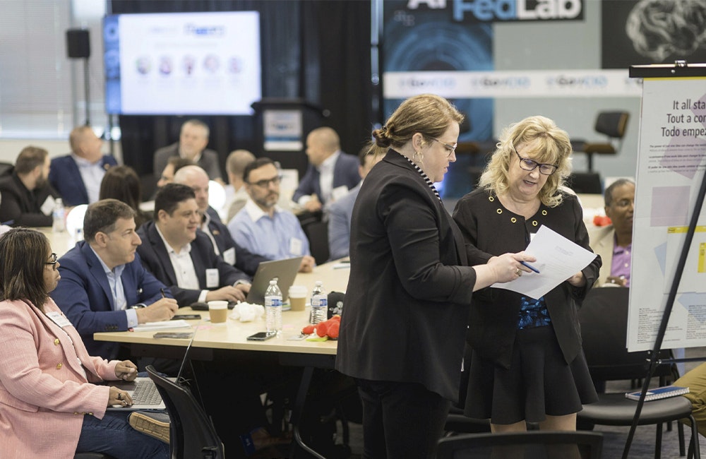 A crowd photo of AI FedLab attendees