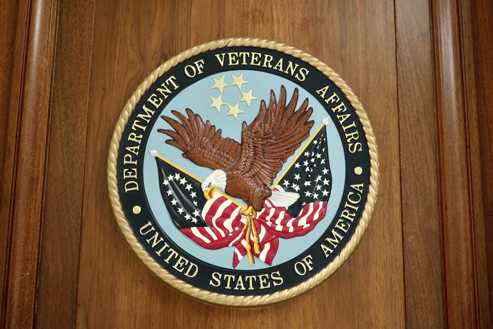 Department of Veterans Affairs emblem at Congressional House office building.