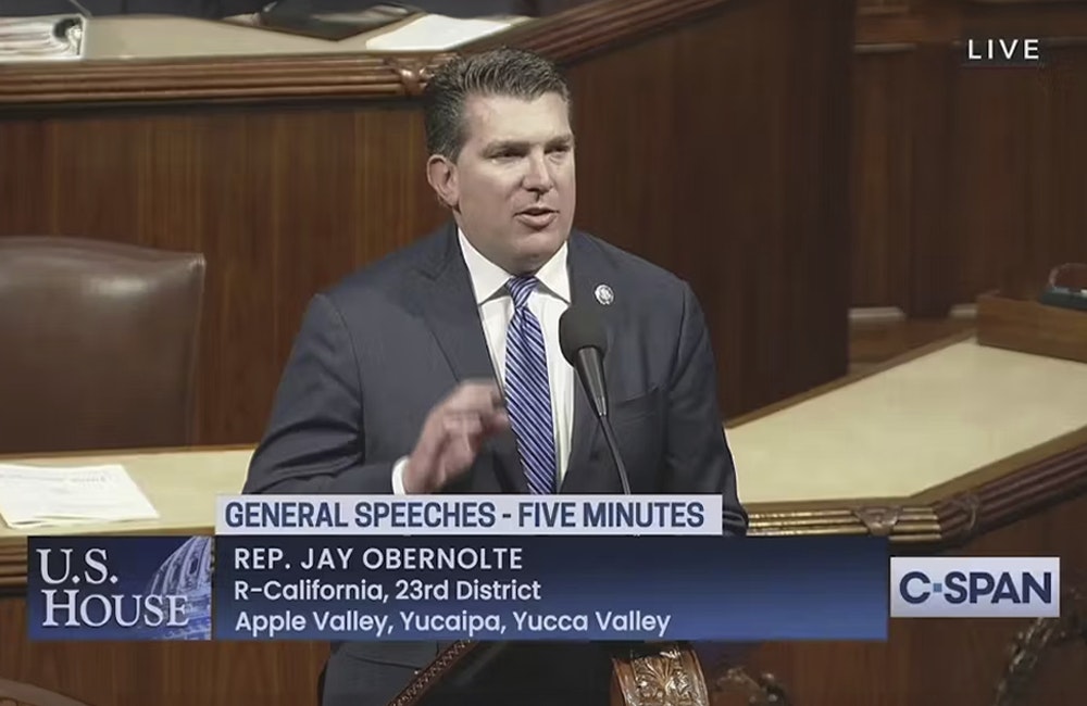 Jay Obernolte, U.S. representative for California's 23rd district, delivers his one minute speech during the House's first session in March 2025.