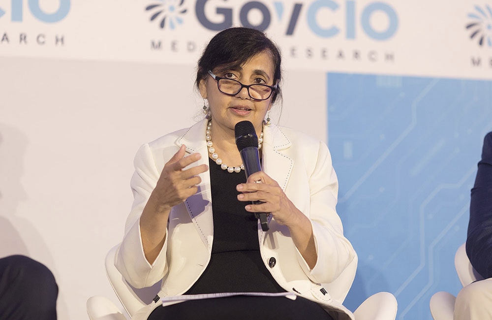 USPS CIO Pritha Mehraspeaks during GovCIO Media & Research's 2025 Federal IT Efficiency Summit in Tysons Corner, Virginia, on July 10, 2025.