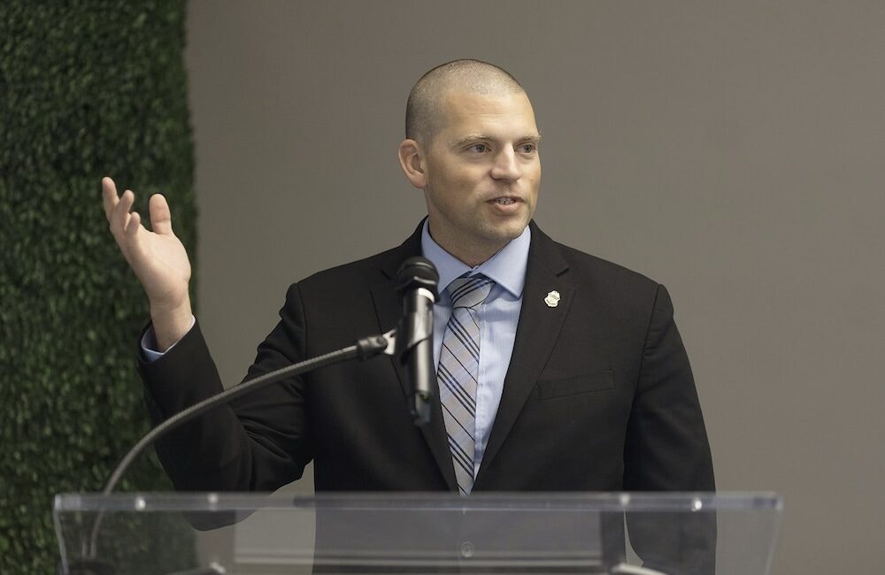 CBP CAIO and Chief Innovation Officer Joshua Powell speaks at GovCIO Media & Research's AI in Action Workshop in Washington, D.C., on Aug. 14, 2025.