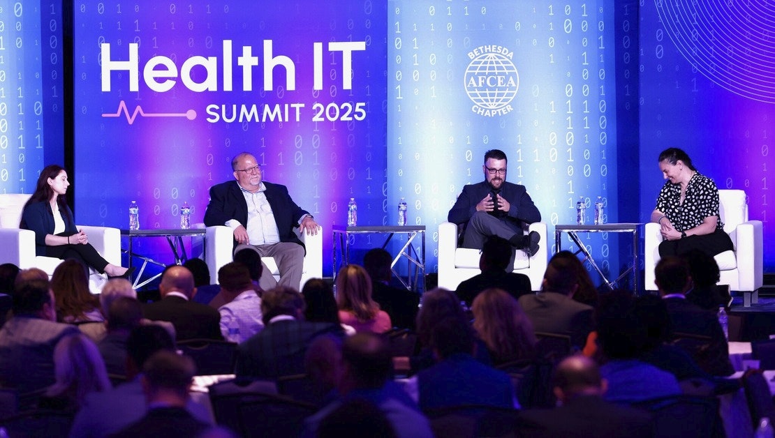 Leaders from the Centers for Medicare and Medicaid Services discuss the ways AI is fighting fraud, waste and abuse within the agency at the AFCEA Health IT Summit on Sept. 3, 2025, in Bethesda, Maryland.