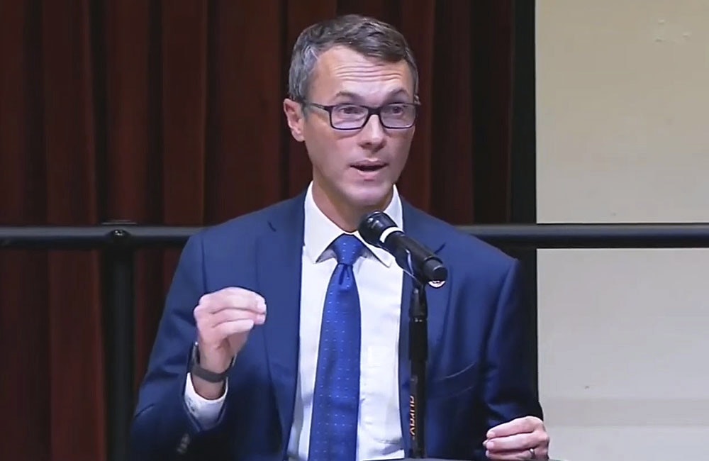 Rep. James Walkinshaw speaks in Fairfax, Va., in July.