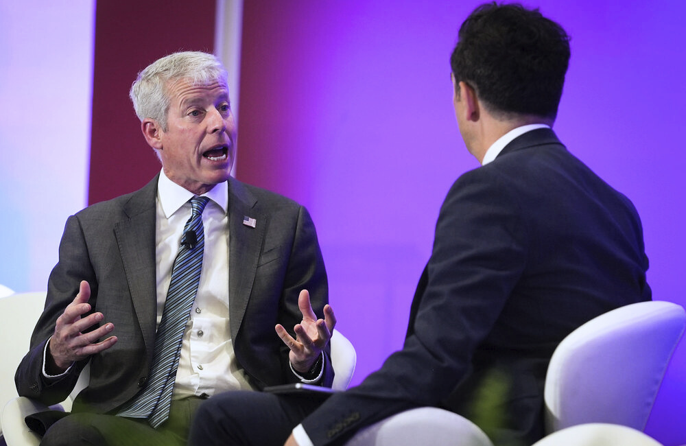 Energy Secretary Chris Wright speaks on a panel about DOE's investments in AI at the Special Competitive Studies Project's (SCSP) AI Expo in June 2025.