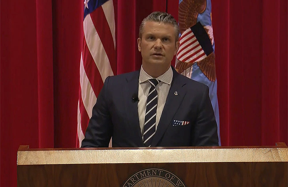 Pete Hegseth speaks at the National War College at Fort McNair in Washington, D.C. on Nov. 7, 2025.