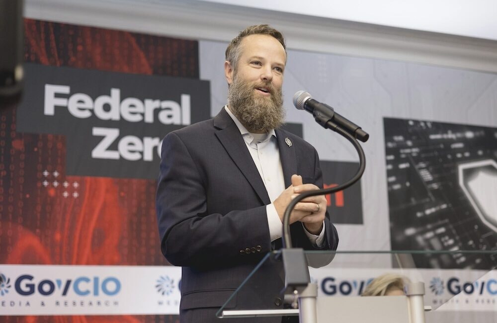 Marine Corps Community Services (MCCS) Chief Digital Business Officer Dave Raley speaks at at GovCIO Media & Research's Zero Trust Forum in Arlington, Virginia, on Dec. 16, 2025.