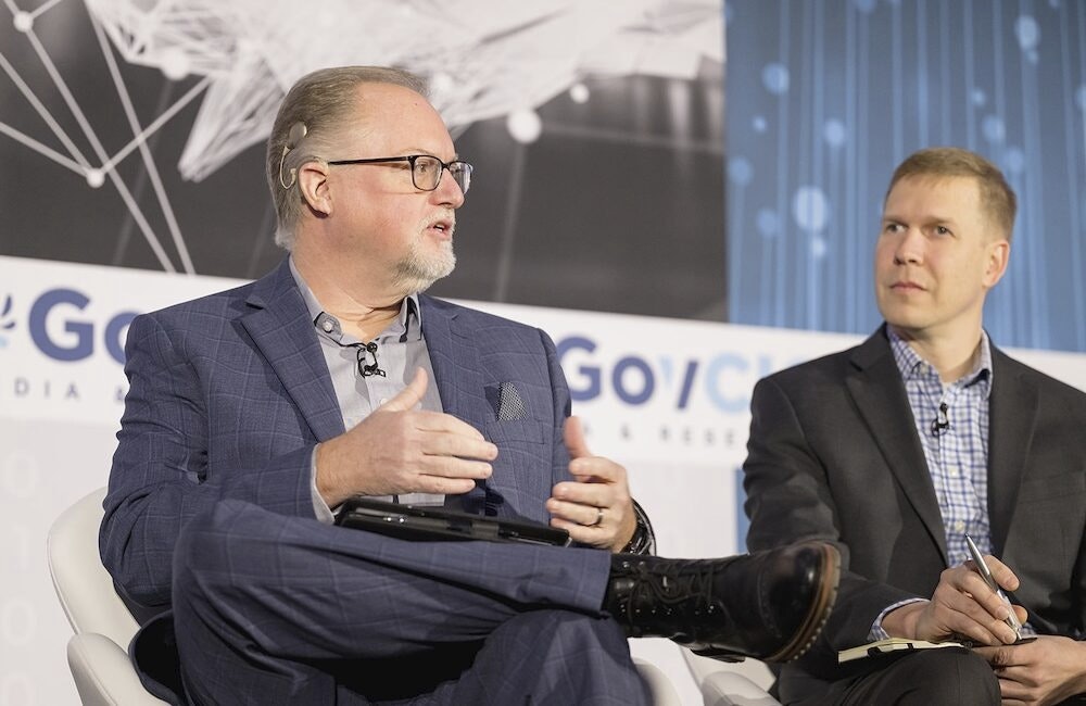 Scott Godwin, director of PNNL's Center for Continuum Computing, speaks at GovCIO Media & Research's AI Summit in Tysons, Virginia, on Jan. 9, 2025.