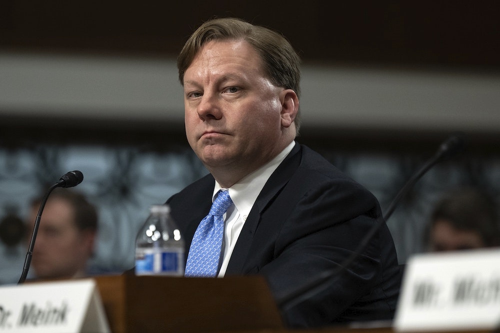 Michael Duffey appears before the Senate Armed Services Committee for his nomination to become under secretary of war for acquisition and sustainment in Washington, D.C., on March 27, 2025.