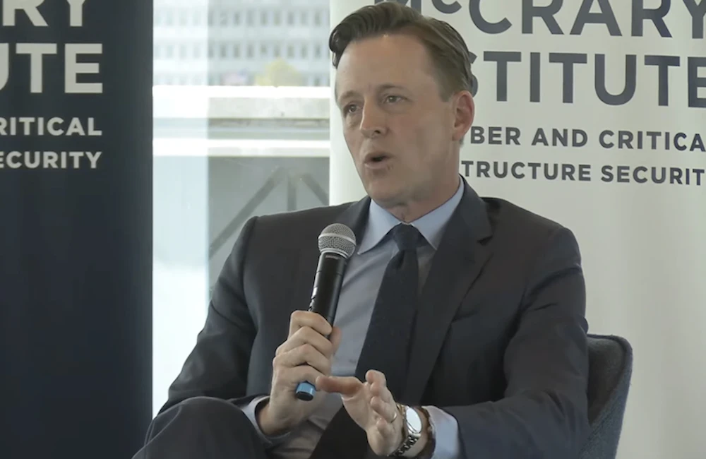 White House National Cyber Director Sean Cairncross speaks during the McCrary Cyber Summit 2026 in Washington, D.C., on March 17, 2026.