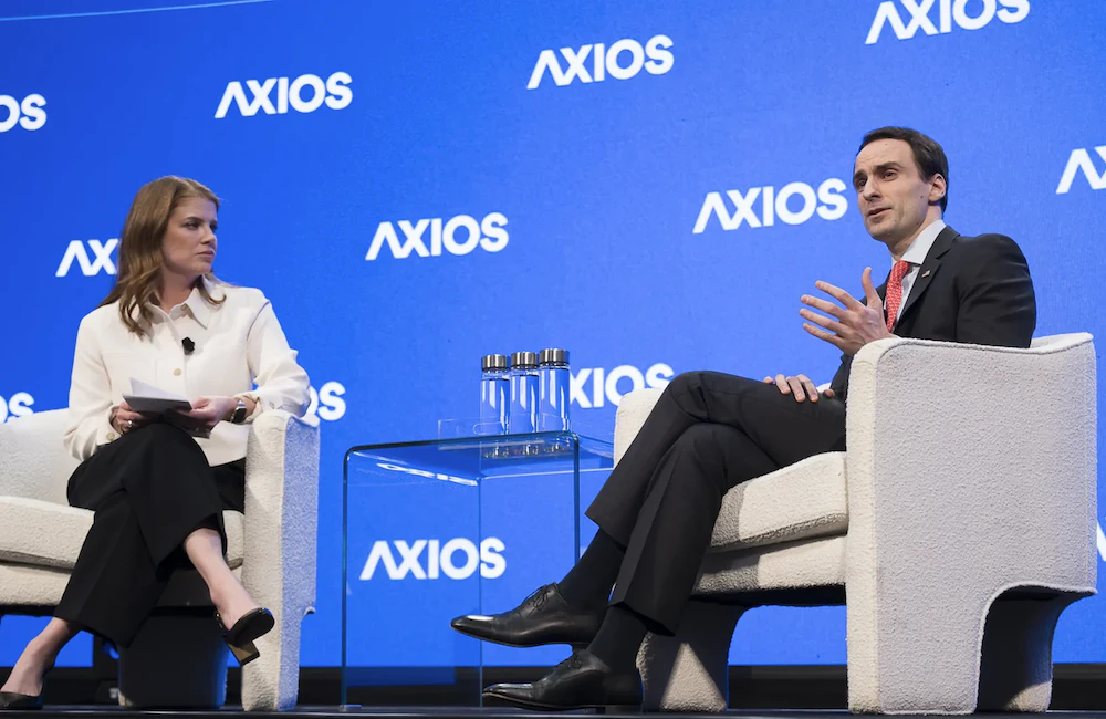 White House Office of Science and Technology Policy Director Michael Kratsios speaks at the Axios AI+DC event on March 25 at the National Building Museum in Washington, D.C.