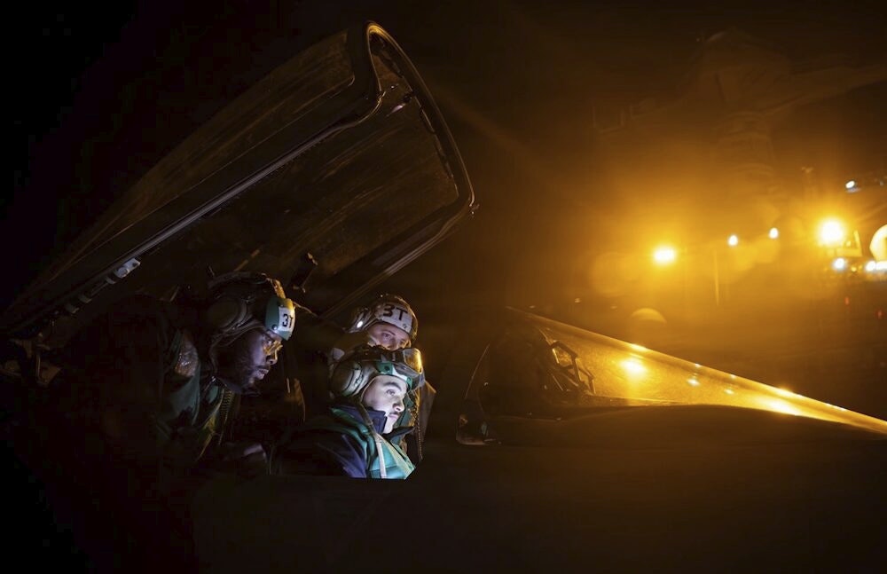 U.S. Sailors on flight deck