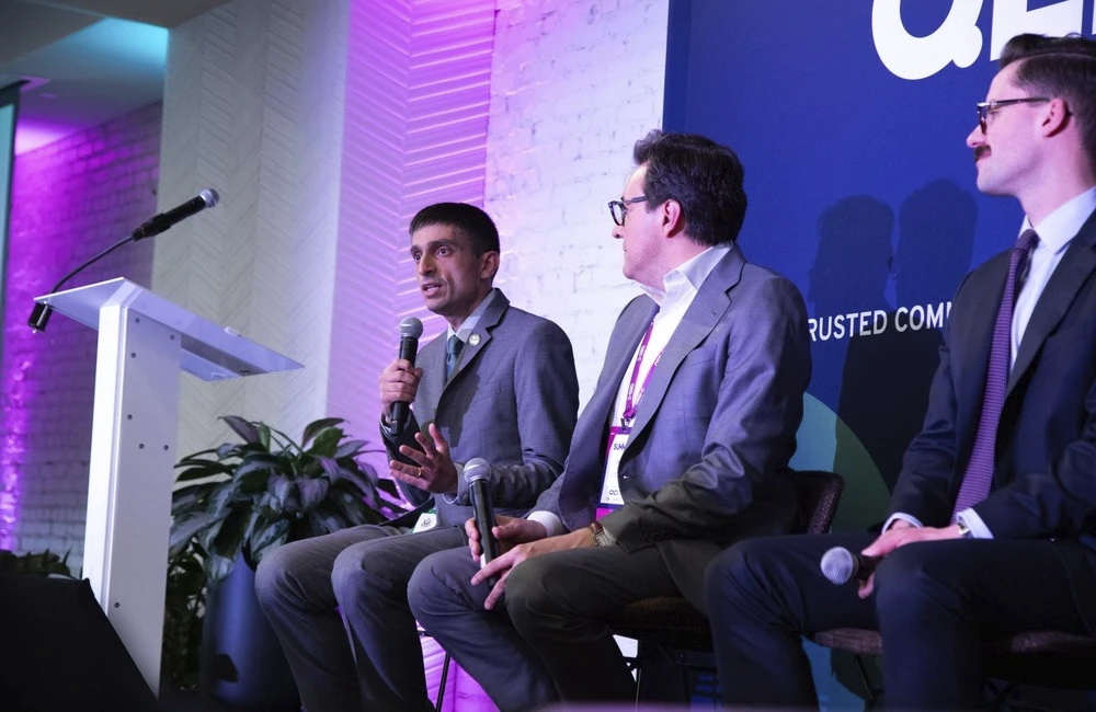 National Science Foundation's Erwin Gianchandani, Energy Department's Darío Gil and White House CTO Ethan Klein share quantum insights at QED-C's 2026 Quantum Summit on April 15, 2026, in Washington, D.C.
