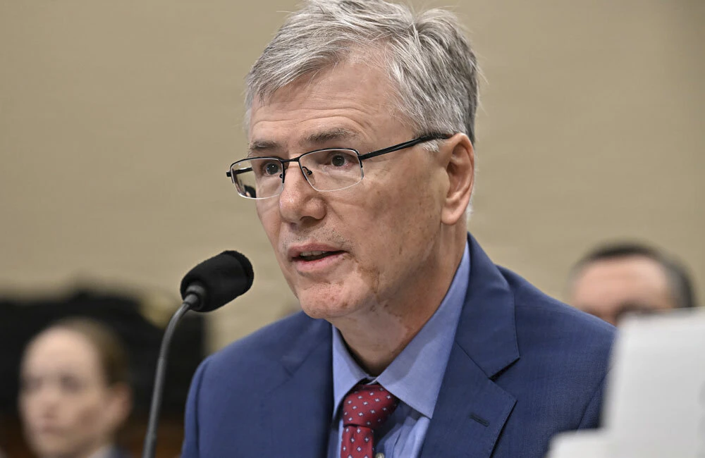 Secretary of the Air Force Troy Meink testifies during a budget hearing with the House Appropriations Defense Subcommittee on Capitol Hill in Washington, D.C., April 30, 2026.