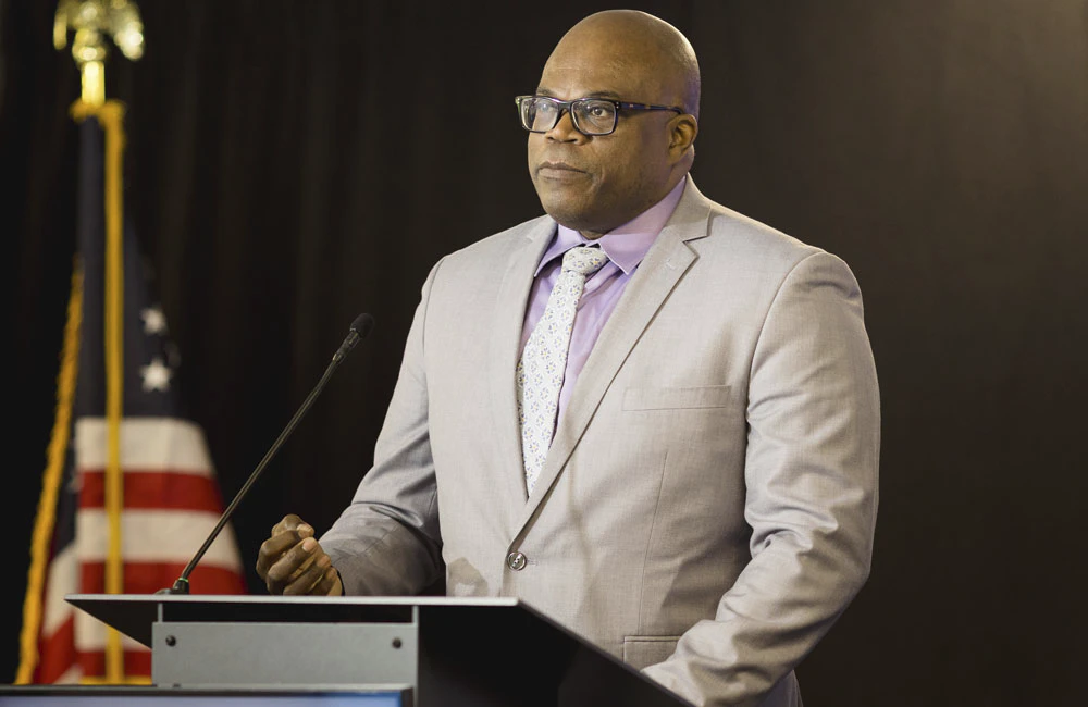 Marines Corps Service Data Officer Colin Crosby speaks at GovCIO Media & Research's Federal IT Efficiency Summit on May 20, 2026, in Reston, Virginia.