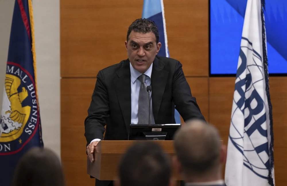 Undersecretary of War for Research and Engineering and DOW CTO Emil Michael speaks at DARPA Headquarters in Arlington, Virginia, on April 29, 2026.